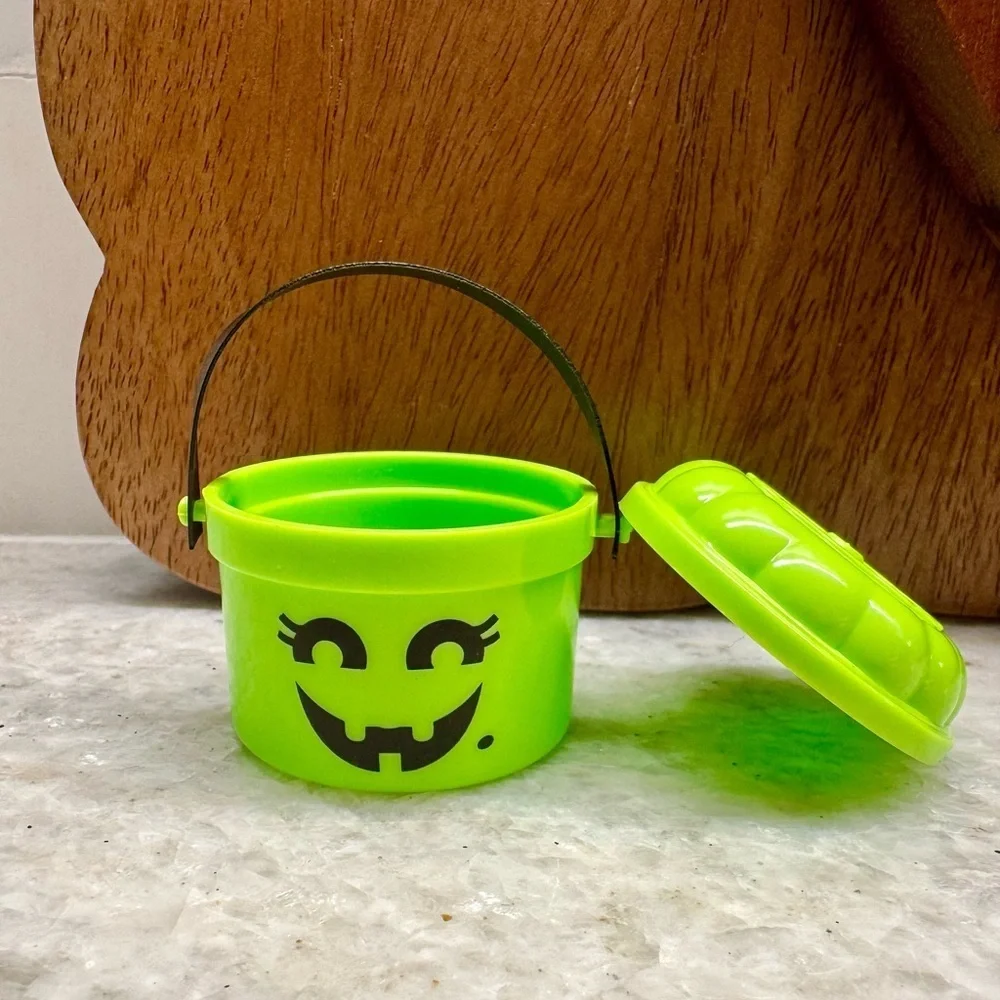 New MINI Halloween McDonald’s Happy Meal Green Witch Boo Bucket Figure - 1.5”